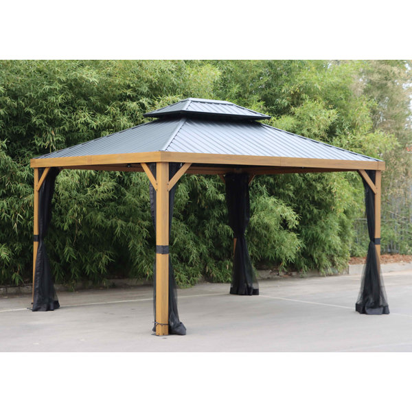 Gazebo Penguin Yosemite Gazebo Aluminum Frame Wood Finish 10 X 12 Wayfair